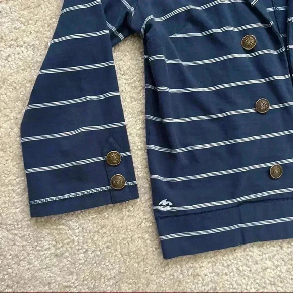Billabong Lightweight Open Blazer Jacket Navy Blue/White Striped Women Sz Large - Picture 8 of 14